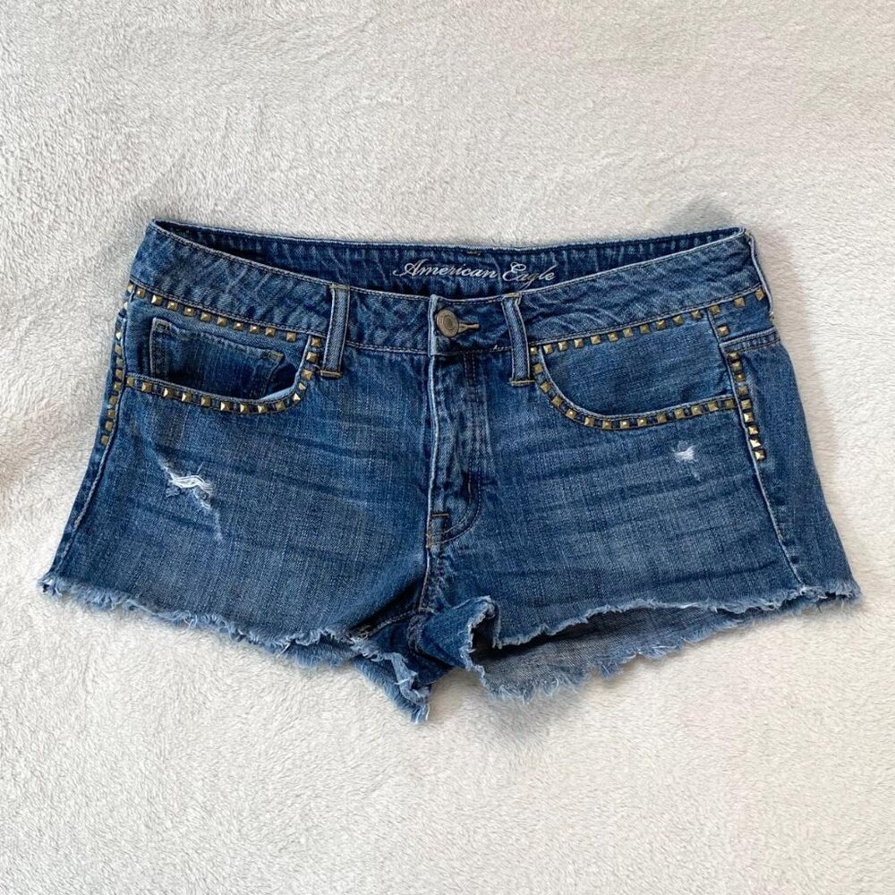 vintage american eagle mini shorts with gold details